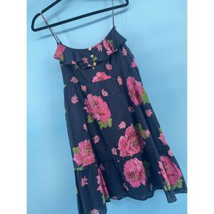 Juicy Couture Dress Womens Sz 4 Floral Ruffle Fairy Pink Roses Cottagecore‎ Boho